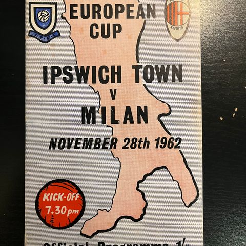 Program  Ipswich - AC Milan  Europacup 1962