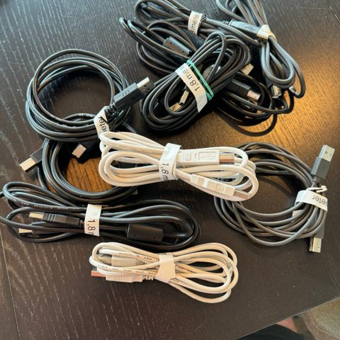 10 stk - Skriverkabel USB type A til B - 1,8 meter