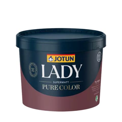 Uåpnet og ublandet Jotun Lady Pure color, 9 Liter base hvit