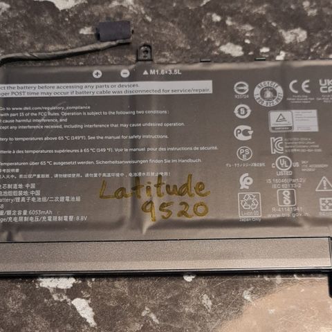 Nytt Dell OEM Original Latitude 9520 48.5Wh 4-cell Laptop Battery - V5K68