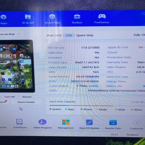 iPad 7th gen, 32GB Nytt batteri Dele IPAD