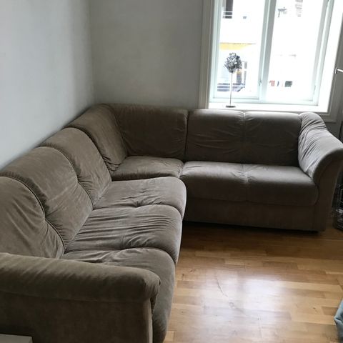 Beige velour sofa