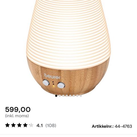 Beurer LA40 diffuser med lys - UBRUKT!