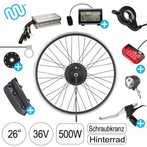 E-Bike Conversion Kit 36V 500W 26" Rear Wheel Hub Motor