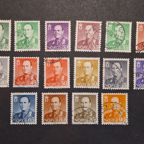 KOMPLETT OLAV V 1958/62 --- NK453-NK468 (PENT STEMPLET)