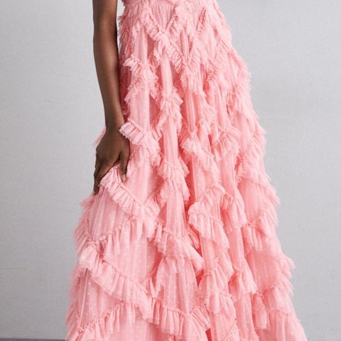 Needle and thread Genevieve ruffle gown pink