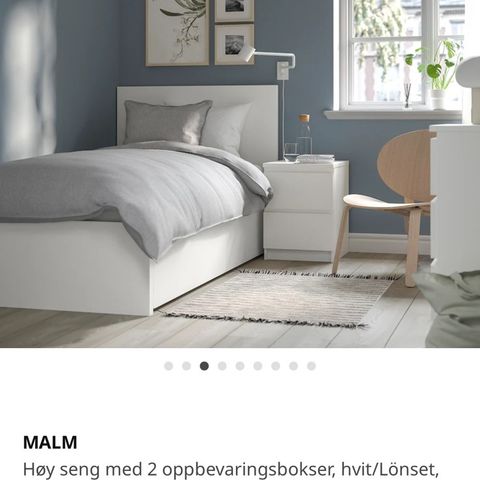 Strøken Ikea Malm seng m/2 skuffer selges rimelig