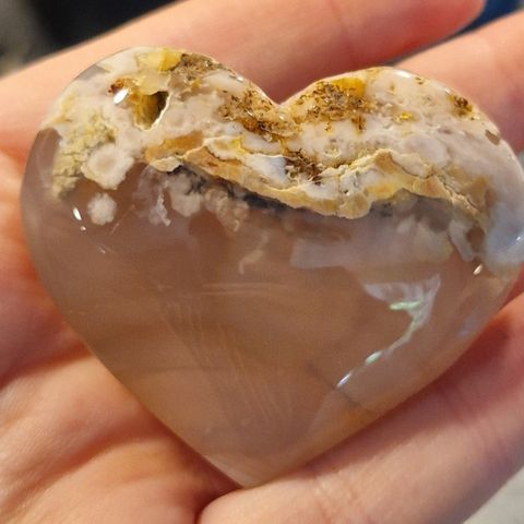 Nydelig hjerte I Blomsteragat stein/krystall