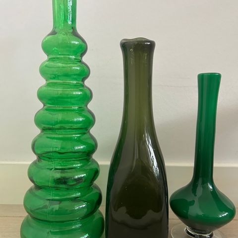 Vintage vaser grønt kunstglass