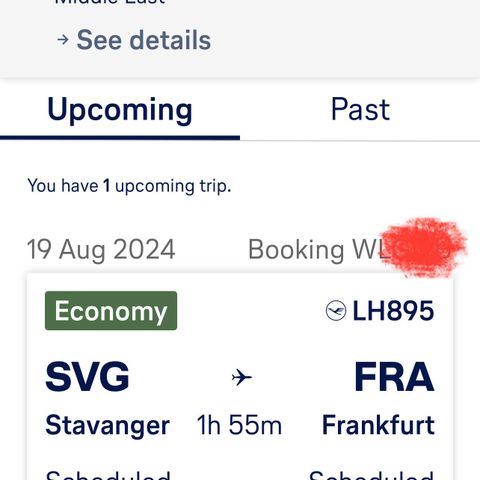 Lufthansa :Stavanger-Frankfurt direkte 19.august. 2 flybilletter inkl. bagasje.