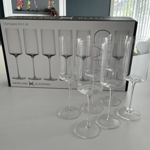 6 stk champagneglass fra Hadeland Glassverk