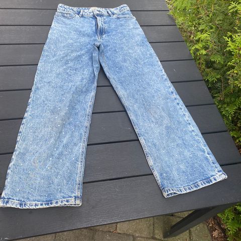 Jeans med glitter til jente strl 152