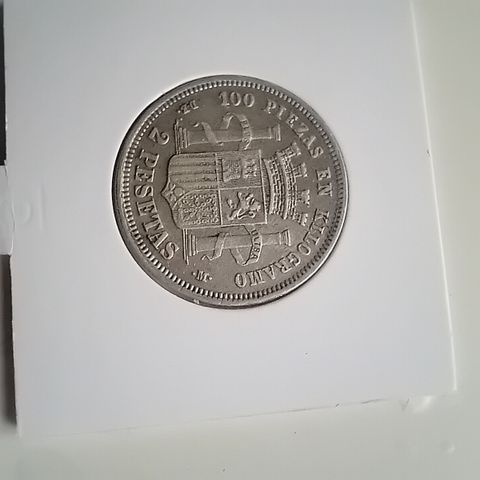 mynt fra Spania 2 pesetas 1870. sølv.