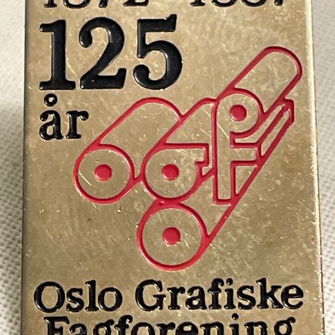 Oslo Grafiske Fagforening 125 år 1997 pin