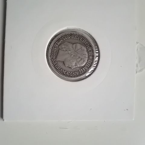 mynt fra Haiti 10 cent 1882. sølv.