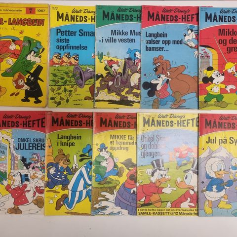 Walt Disney's månedshefte 10 stk (1967-1975)