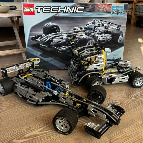 (2 biler) LEGO Technic Silver Champion 8458 Racerbil | F1 Racer Byggesett