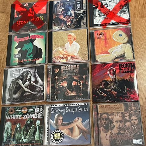 Diverse hard rock/metal cd’er selges (Korn, Rage, White Zombie, Alice Cooper)