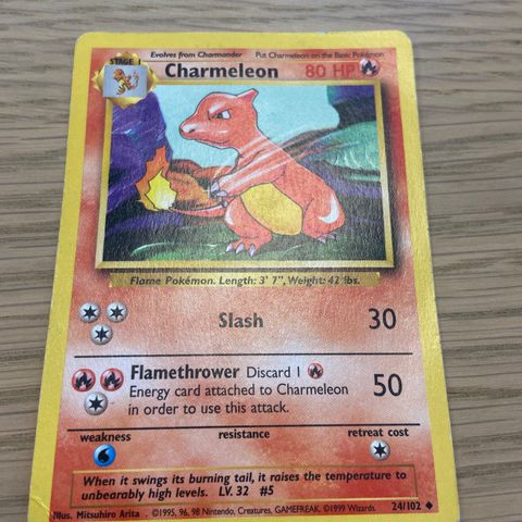 Charmeleon Pokemonkort 1999