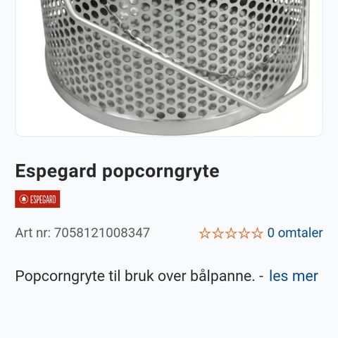 Espegard popkorn gryte