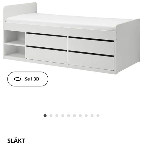 Seng med skuff fra IKEA.