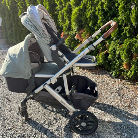 Uppababy vista v1 søskenvogn - emmett green