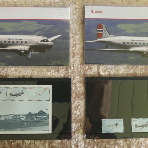 Norsk Flygning 100 år, 2 presentasjonsmapper, 1 med miniark