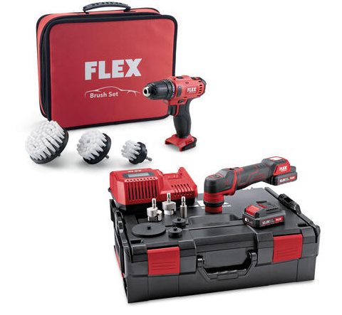 Pakke Flex Polermaskin PXE 80 DD 2G med drill Made in Germany