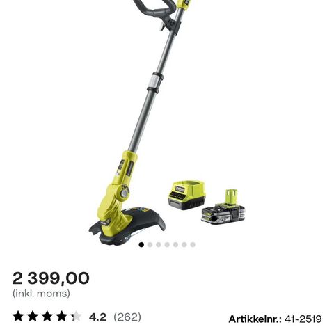 Ny ryobi batteridrevet gresstrimmer.