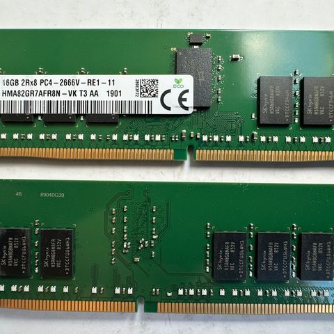 2 STK 500kr SK Hynix 16GB 2Rx8 PC4 21300 DDR4-2666 Registered ECC server CAS-19