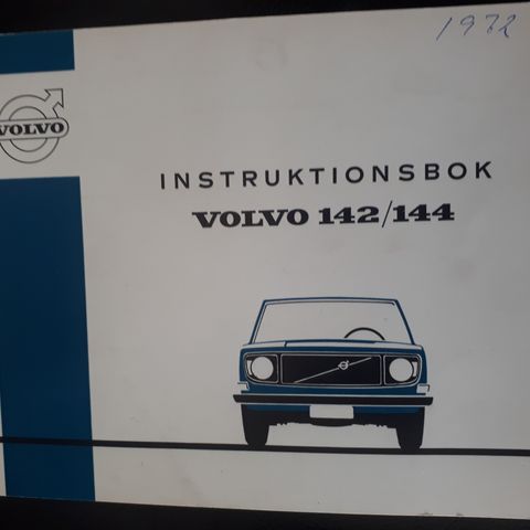 Volvo Instruksjonsbok 142 og 144. 1972 mod