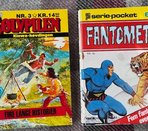 Tegneserie FANTOMET og SØLVPILEN. Pocket-bøker.