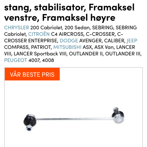 2 stk Stabilsatostag fram