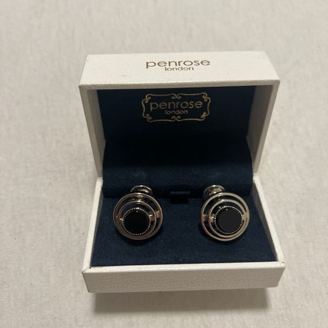 Penrose London, Cufflinks, Silver/Black (Ubrukt)