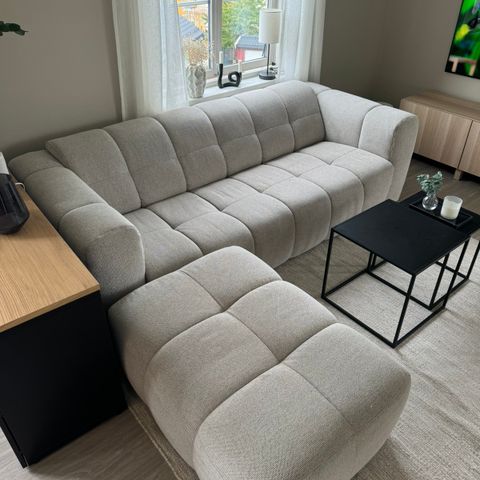 Alps 3-seter sofa, med 70x100 puff