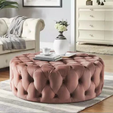 beautiful round velvet ottoman