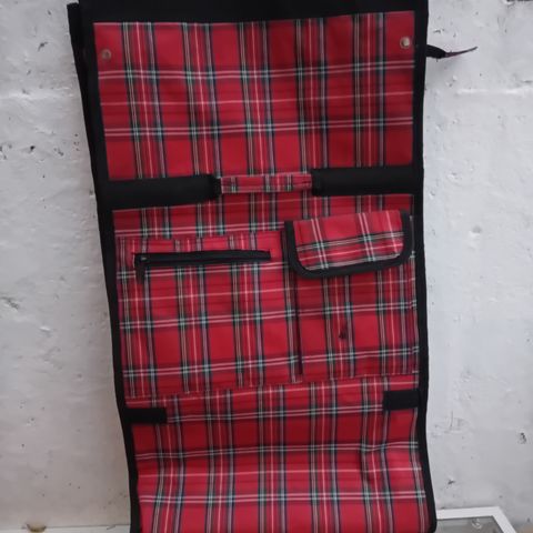 🌱Retro/ vintage praktisk skotskrutet trillebag/ handlebag m hjul og glidelås