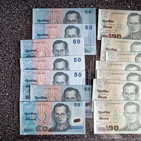 14 Sedler Fra Thailand - UNC