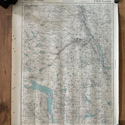 Tysk krigskart - Tunhovd - Rukkedalen - Nesbyen - Svenkerud