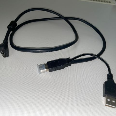 Dual USB-A Male to Micro-B Y Cable Power Supply Cord for External Hard Drive