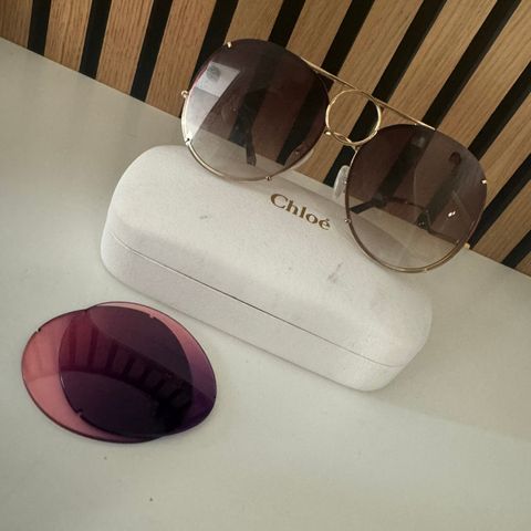 Chloe Solbriller 2 farger beige og rosa sunglasses italy aviator