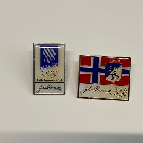 2 stk. John Hancock OL Lillehammer 1994 pins