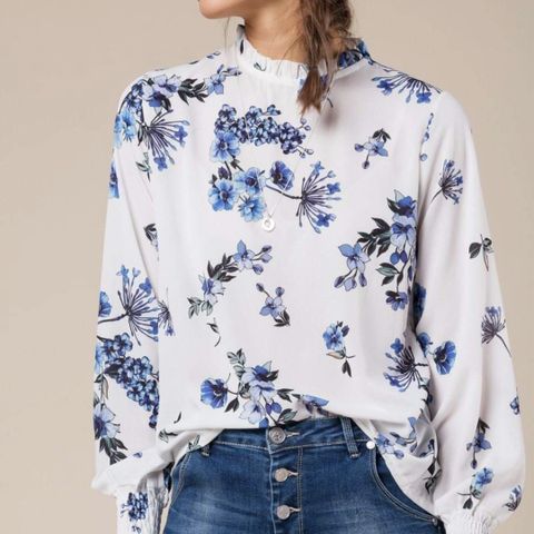 Floyd Bluse Julia Leaves Chiffon Offwhite/Navy