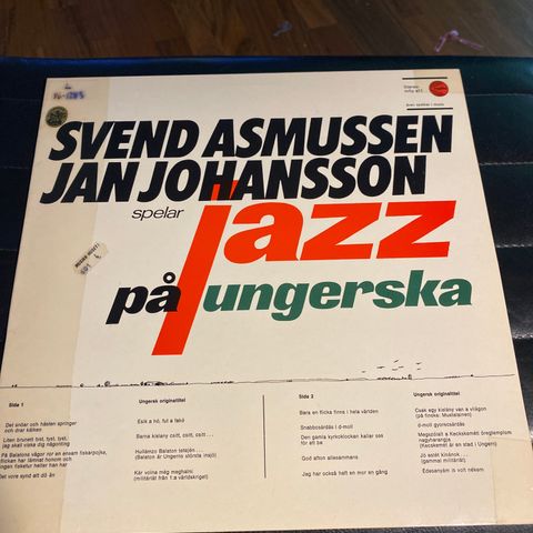 Svend Asmussen ** Jan Johansson  ** Jazz På Ungerska ** LP