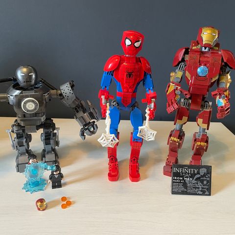 Lego superhelter - Ironman, Iron Monger, Spiderman