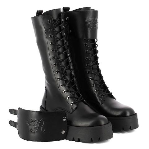 Carini worker lærsko naturlig skinn svart sko boots str 39,40 emo, goth, punk