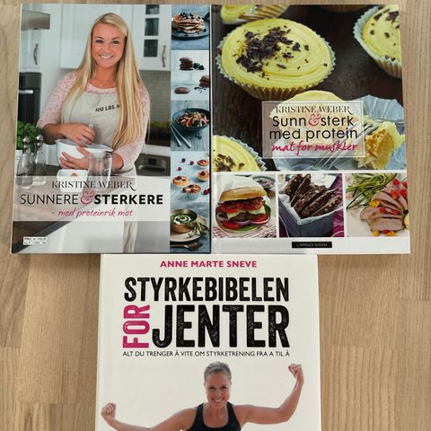 Kokebøker av Kristine Weber og Styrkebibelen for jenter selges samlet