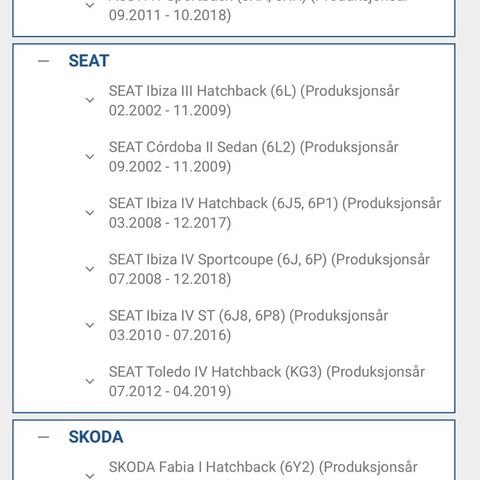 Kupevifte til Audi/seat/skoda/vw