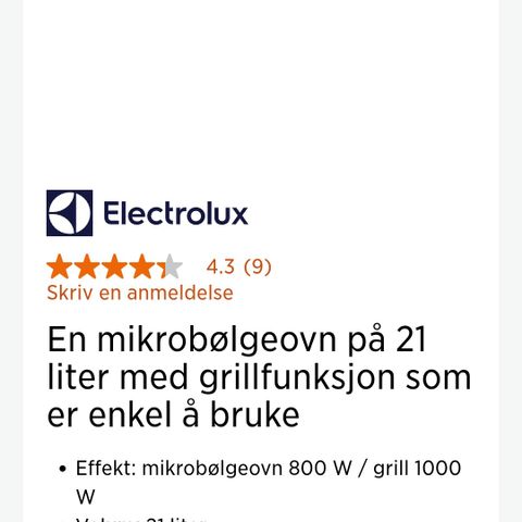 Electrolux EMS21400W mikrobølgeovn