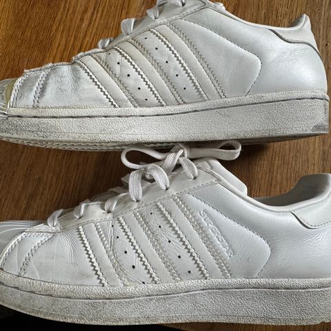 Adidas Superstar sneakers joggesko, hvitt skinn, 38,5